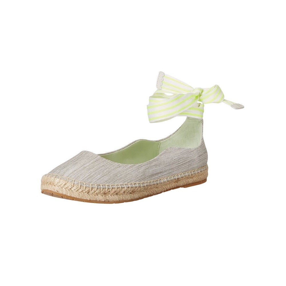 ZAC‎ POSEN Women's Size 8 Vinca Ribbon Ankle Tie Espadrille Flats Natural Fabric